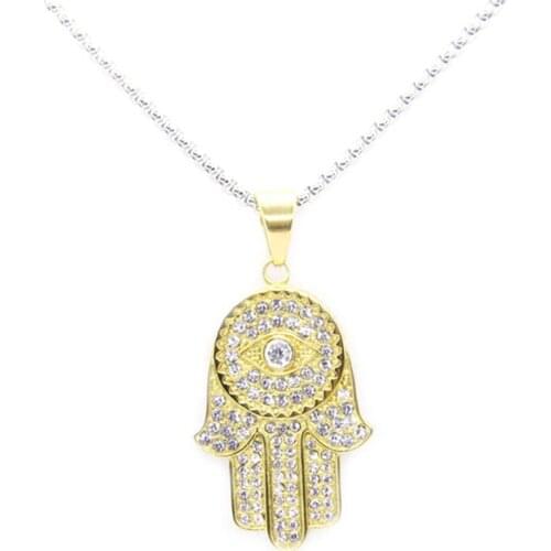 Rany&Roy Newest Crystal Golden Plam Pendant 316L Stainless Steel Jewelry Fashion Plam Pendant