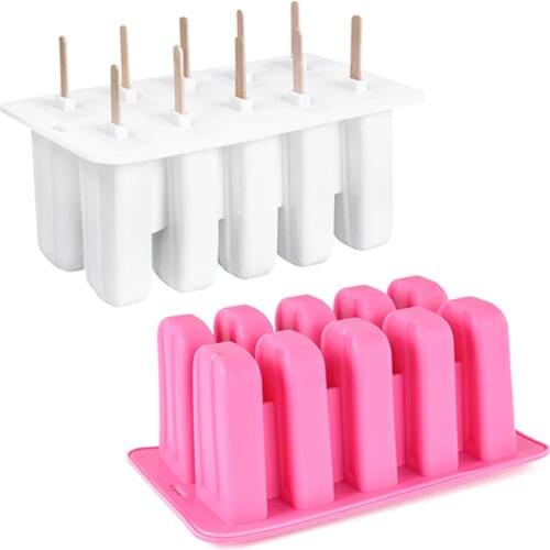 Silicone Ice Popsicle Mold Ice Cream Maker with 100PCS Sticks Silicone Ice Cream Tray with Cover Ice Lolly Mold Candy Bar Tool