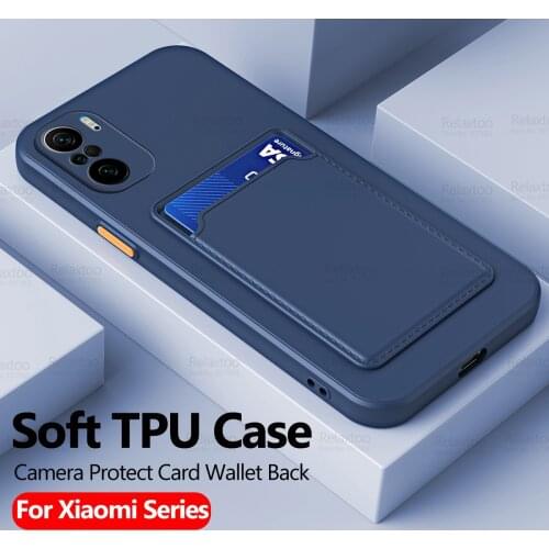 Silicone Card Wallet Case For Xiaomi Poco F3 M3 Pro X3 NFC F M X 3 GT Mi 11 Ultra Lite 11i Mi11 Light Camera Protect Soft Cover