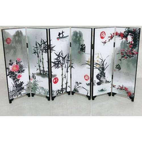 Plum, orchid, bamboo and chrysanthemum antique lacquer small screen decoration Chinese wind crafts