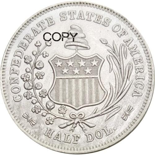 United States Confederate States of America 1861 Scott Token Half Dollar Plated Silver Copy Coin