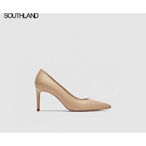SOUTHLAND Genuine Leather Women Pumps Solid Office Shoes Women Pointed Toe Stiletto High Heels Women Pumps Ladies Shoes