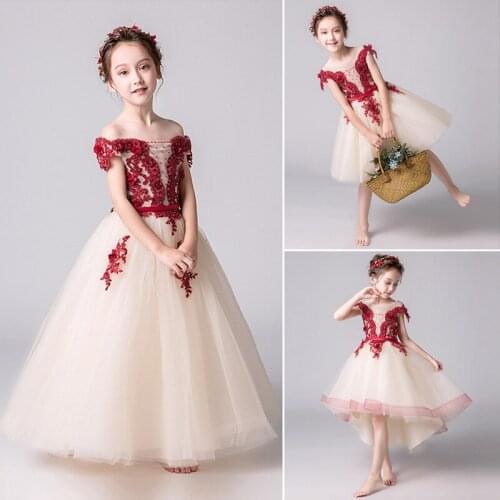 Grace Flower Girl Dresses Tulle 2019 Beading Appliqued Pageant Dresses For Girls Party party beauty pageant performance dress