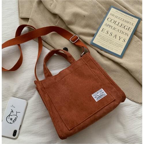 Corduroy Womens Bag Canvas Shoulder Crossbody Bags for Women 2021 Korean Female Handbags Tote Bag with Short Handle Sac A Main