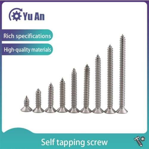 Cross Countersunk Head Self Tapping Screw M3.5M4M5M6 316 Stainless steel KA phillips Flat Head Tapping Wood Screw 30PCS
