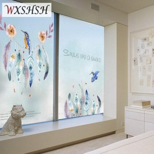 Custom Size Electrostatic Glass Cover Vinyl Fantasy Style Home Decor Glare-Reduction Water-Proof Frosted Stained Window Film