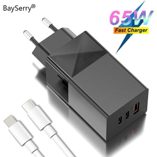 BaySerry GaN 65W PD USB C Charger Quick Charge 4.0 3.0 Type C USB Fast Charger For iPhone 12 Pro Max Macbook For Samsung Xiaomi
