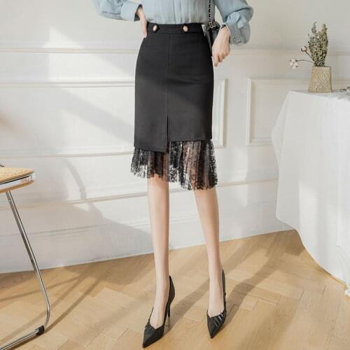 Stretch high waist bag hips skirt women mid-length slim split skirt wedding ceremony festive long skirts office lady clothes