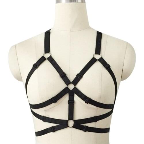 Womens bra black body harness sexy lingerie spandex harajuku gothic cage bra bondage harness bra summer style sexy lingerie
