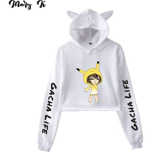 Womens Cat Pullover Girl Kawaii Harajuku Tracksuit Oversized hoodie ladies clothes Gacha Life Crop women Hoodie cute Sweatshirts