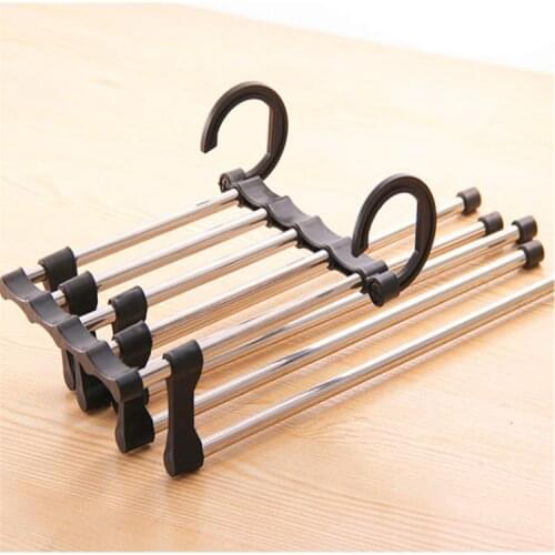 1 piece of multifunctional pants rack, retractable five-in-one magic stainless steel hanger for storage, bedroom and livin Room