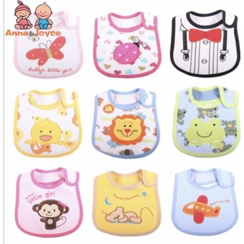 12pcs/lot Cotton Baby Boys Girls Bibs Infant Embroidered Saliva Towels Baby Waterproof Bib