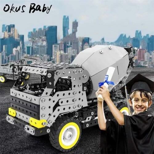 2021 Engineering Vehicle DIY Assembly set Stainless Steel Remote Control Model Toy For Kids Gift