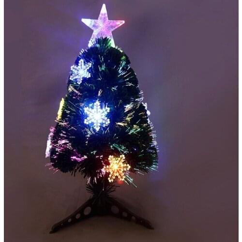 2021 Snowflakes Christmas Fiber Tree Gift LED Lights Xmas Artificial Ornaments for Home Office Store Hotel Festival Decor Xmas