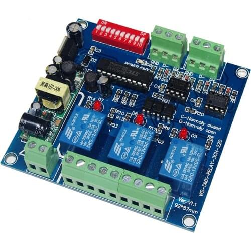 3CH DMX512 Relay Decoder AC110-220V Input 3 Group Relay Switch 3CH*5A iInput DMX Relay Controller for LED Lamp