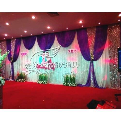 3x6m White wedding backdrop with purple swags