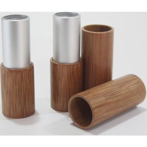 4G 10pcs/lot Gold Silver Bamboo Lipstick Tube Top Grade Lip Balm Sub Package DIY Empty High-end Bamboo Lipstick Container