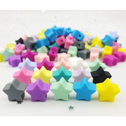 50 pcs mini star silicon beads baby teether DIY necklace babi teething toys food grade stars silicone beads