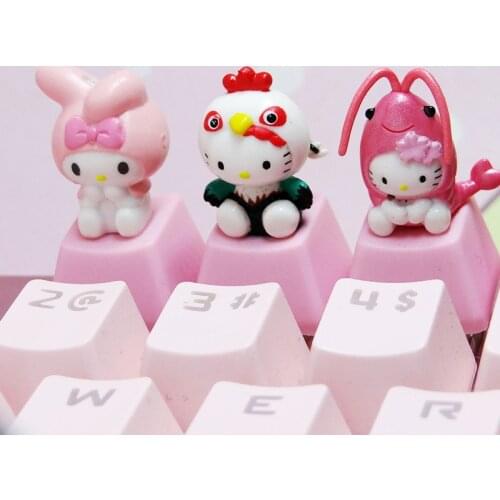 Cherry Mx Accessories Cute Personality DIY Keycap Cartoon Mechanical Keyboard Caps R4 Single Pink Kitty Cat Stereo PBT KeyCaps