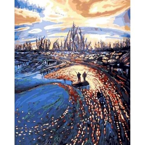 SDOYUNO DIY Painting By Numbers Kits Abstract Scenery 60x75cm Paint By Numbers Frame Digital Hand Painting On Canvas Home Decor