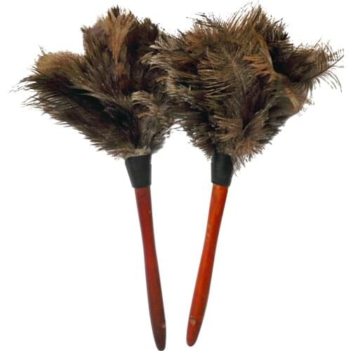 Anti-static Ostrich Feather Duster Wooden Handle Brush Cleaning Tool Protable Household Dusting Brush Cleaning