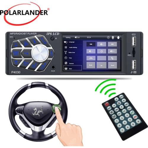 Car Radio 1 Din 3.8inch MP5 Player IPS Screen Microphone AUX FM Dual USB Bluetooth With Steering Wheel Control Remote AVI JPEG