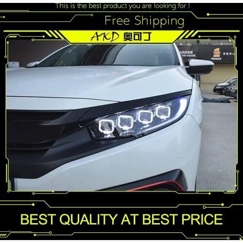 AKD Car headlight for Honda CIVIC X Headlight Bugatti Type Headlight LED Dynamic Signal floating light Bi-Xenon Lens Beam Light