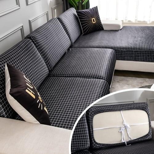 Sofa Cushion Cover Plaid Slipcover For Living Room Funiture Protector Seat Cushion Elastic Washable Removable Slipcover