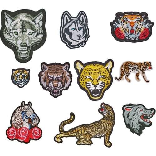 Animal Head Wolf Husky Tiger Leopard Horse Embroidery Cloth Stickers Clothing Accessories Badge Patch