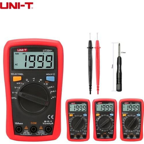 UNI-T Digital Multimeter UT33A+ UT33B+ UT33C+ UT33D+ Auto-Range Palm Size AC DC Voltmeter Ammeter Resistance Capacitance Tester