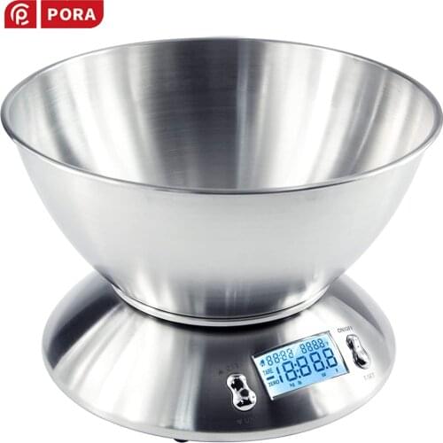 Digital Kitchen Scale Stainless Steel Electronic Balance,with Removable Bowl,High Accuracy 11lb/5kg Multifunction Food Scale