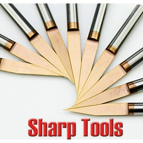 Coated Woodworking Tools Router Bits Engraving Cutters for Wood V CNC Carbide End Mill Cutter Set 4x0.07mm 20 Degree