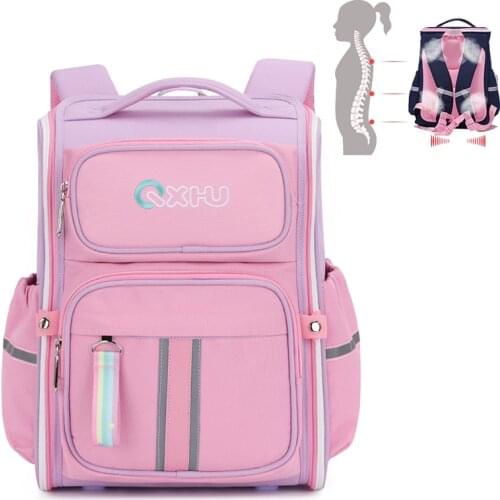 2021 Children Schoolbag Boys Orthopedics Backpack For Girls Pink Collapsible Cute Kids Book Bag Primary School Waterproof Backba