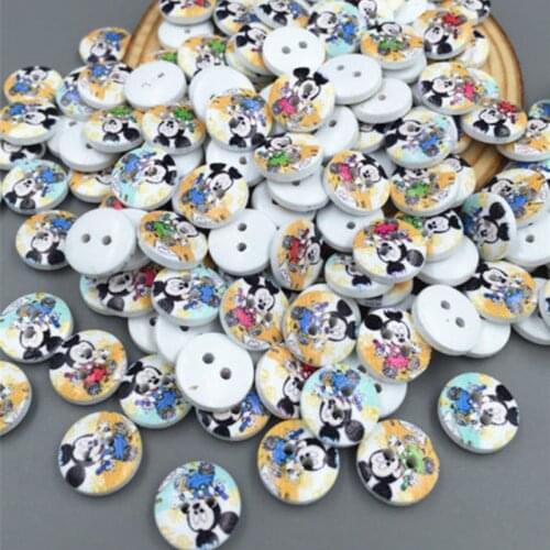 DIY 200pcs Mini Mickey Wooden Buttons Fit Sewing scrapbook Embellishment 11.5mm