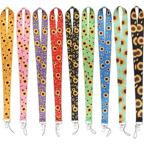 ER203 Hidden Disability Sunflower Serie Painting Art Key Chain Lanyard Neck Strap For Phone Keys Creative Lanyards Accessories