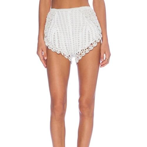 European Spring Summer Women Shorts Elastic High Waist Lace Short Pants