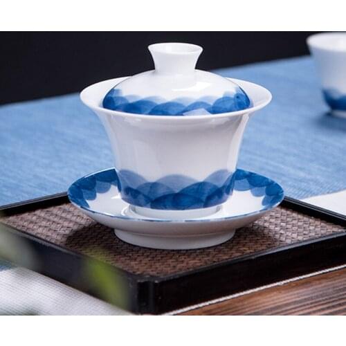 Chinese Kung Fu Tea Set Blue and White Gaiwan Teapot Teacups Tea Sets Porcelain Teaware Drinkware