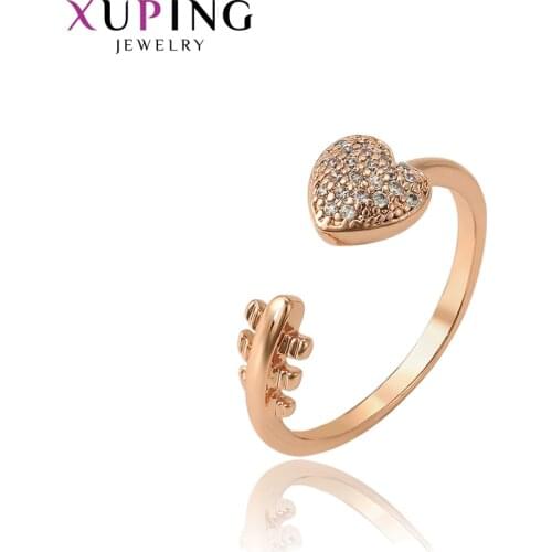 Xuping Elegant Heart Shaped Rings Charm Style Rose Gold Color Plated for Girl Party Jewelry Christmas Gift 15712