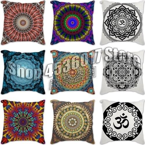 Mandala Printings Cushion Cover India Mandala Polyester Decorative Pillowcase Home Accessories Sofa Throw Pillows Case almohada