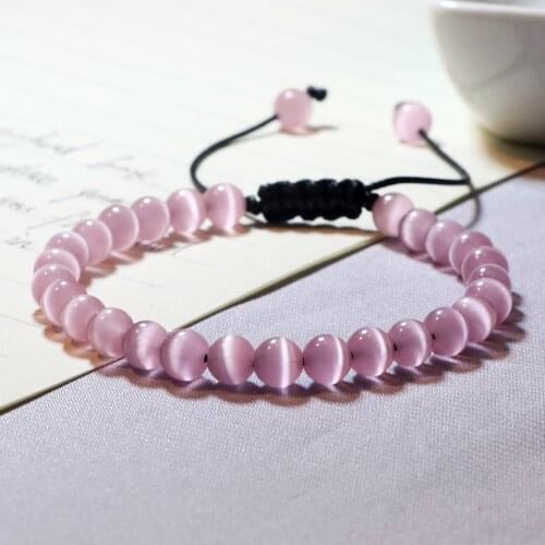 Fashion Natural Cat Eyes Beads Bracelet&Bangles 6mm Adjustable Handmade Simple Braided Bracelets Charm Lucky Weave Jewelry Gifts