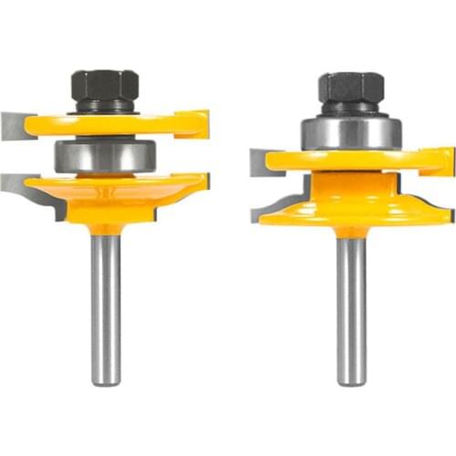 2PCS Tongue Grooves Router Bit Set T-shape Wood Milling Cutter for Woodworking Tool 1/2'' and 1/4'' Shank Optional