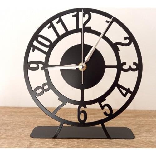 Table clock, Modern and Geometric Clock, Desktop Metal Clock, Table top clock, Circle Black Circle