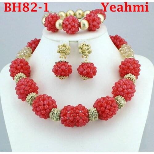 2019 Nigerian Wedding African Beads Jewelry Sets Luxury Dubai Gold Accessory Statement Jewelry Set Christmas Gift Jewelry BH82-2