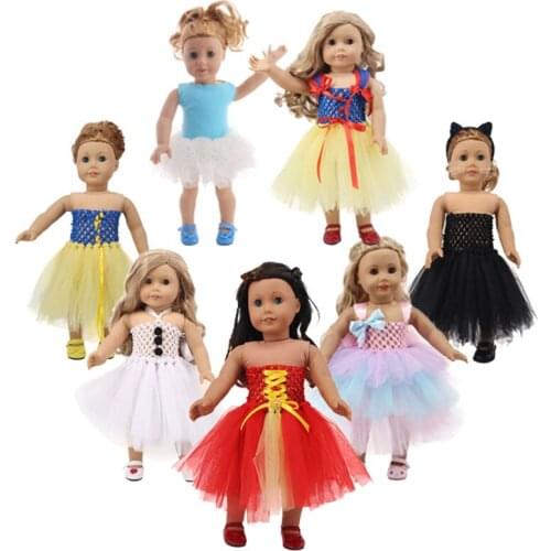 Doll Clothes Princess Gauze Dresses And A Halter Dress For 18 Inch&43 Cm Dolls&New Born Baby Generation Girls Birthday Gifts