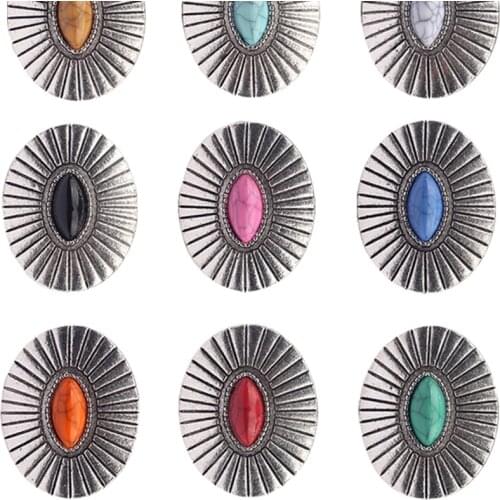New 3pcs/lot 34*27MM Retro Zinc Alloy Oval Clothes Decorative Concho Buttons Charms Pendants DIY Hair Jewelry Accessories