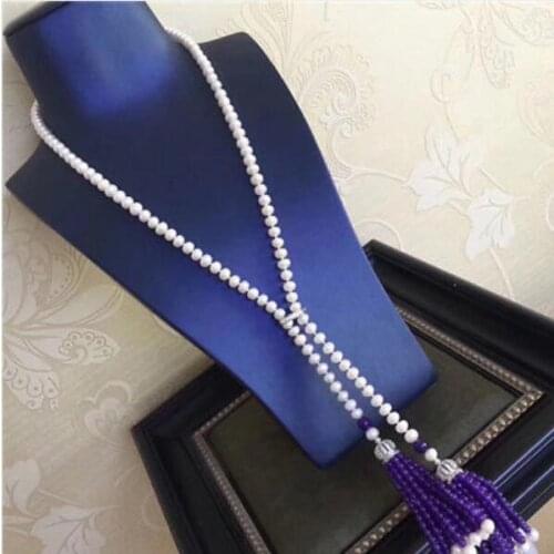 New jewelry style 8mm south long white pearl necklace 40" Christmas gift