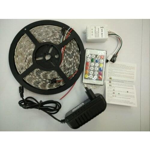 5m DC12V ws2811ic 5050 RGB SMD addressable ws2811 led pixels strip IP65 Flexible LED strip+IR Remote control,12V3/5A adapter kit