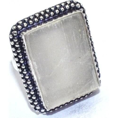 Genuine Selenite Rough Ring Silver Overlay over Copper, USA Size : 7.5 , R8147