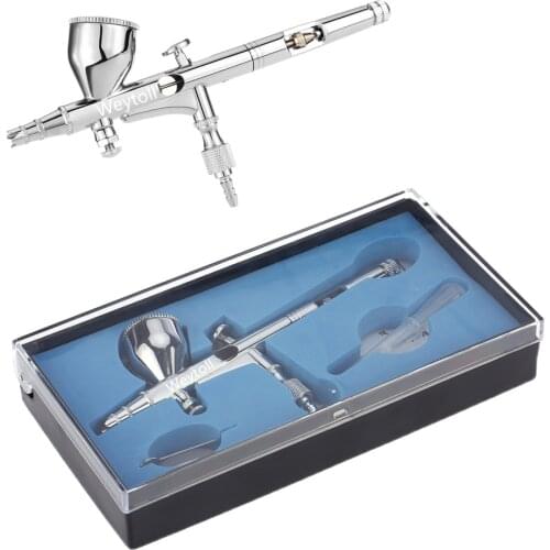 Professional Gravity Feed Dual Action Airbrush Set for Art Painting Tattoo Manicure Paint Hobby Spray Model Nail Tool 0.2mm 9cc
