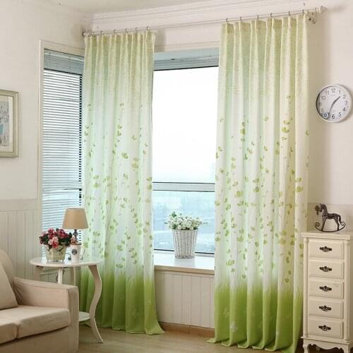 Simple and Modern Custom Made of Finished Curtain of Garden Print Shading Curtains for Living Dining Room Bedroom
